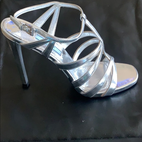 Prada Silver Stiletto Sandals - Picture 4 of 6